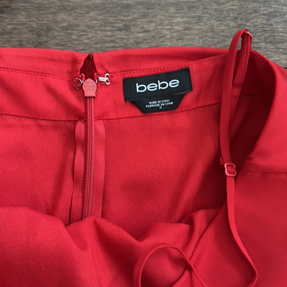 Bebe Draped Romper Pompeian Red 4 - Picture 6 of 10